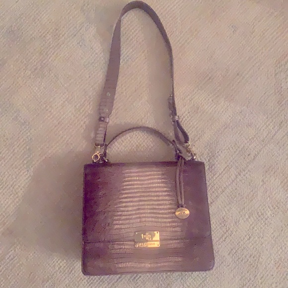 Brahmin Leather Satchel, Glossy taupe/brown. Retail $ 325. Excellent condition. - Picture 2 of 8